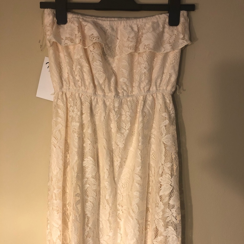Lace Strapless Maxi Dress - M
